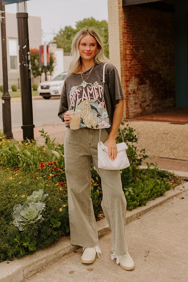 impressions The Lana High Waist Wide Leg Jean in Martini Olive