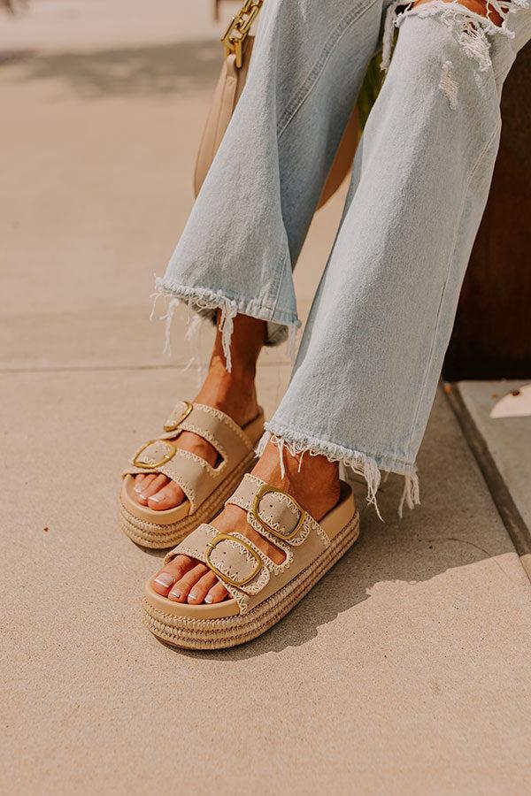 Impressions The Livy Faux Nubuck Platform Sandal In Taupe