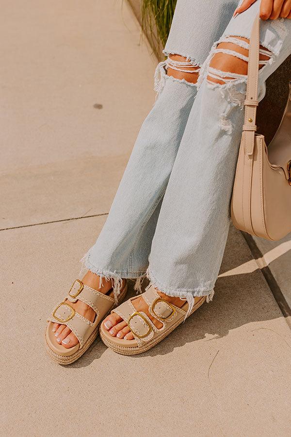 Impressions The Livy Faux Nubuck Platform Sandal In Taupe