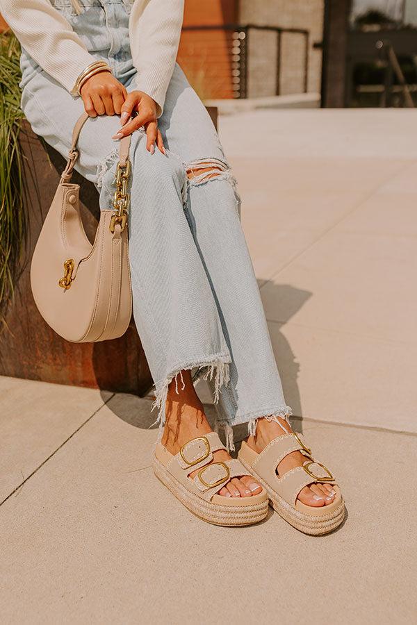 impressions The Livy Faux Nubuck Platform Sandal in Taupe