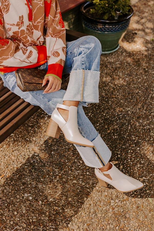 Impressions The Madelyn Faux Leather Bootie In Ivory