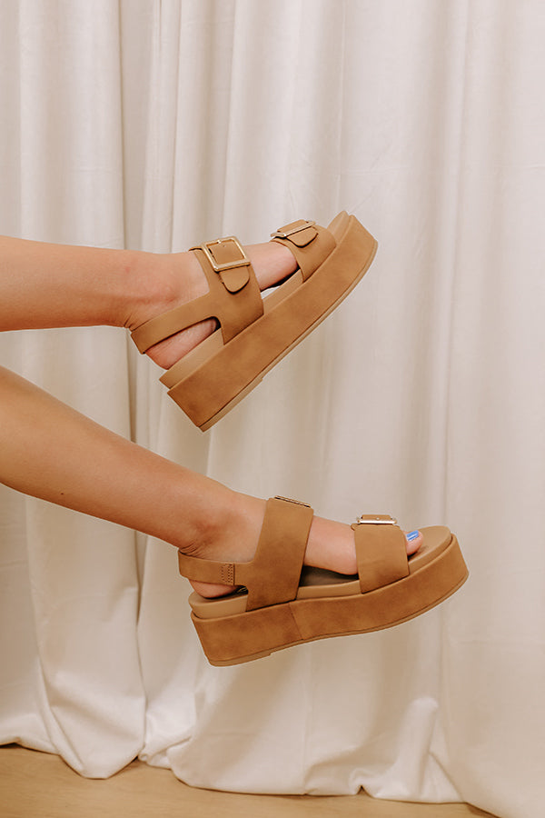 impressions The Naomi Faux Leather Platform Sandal in Brown