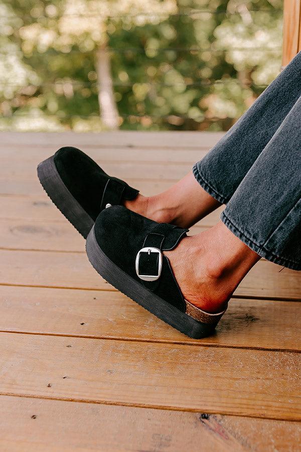 Impressions The Payton Faux Suede Platform Clogs In Black