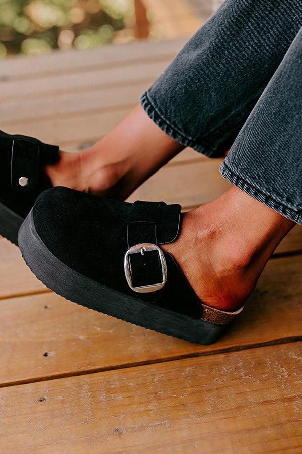 Impressions The Payton Faux Suede Platform Clogs In Black