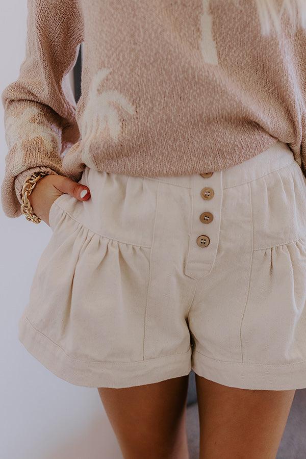 Impressions The Penelope High Waist Wide Leg Shorts In Cream