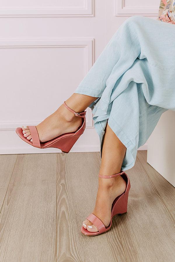 impressions The Penelope Patent Wedge in Dark Blush