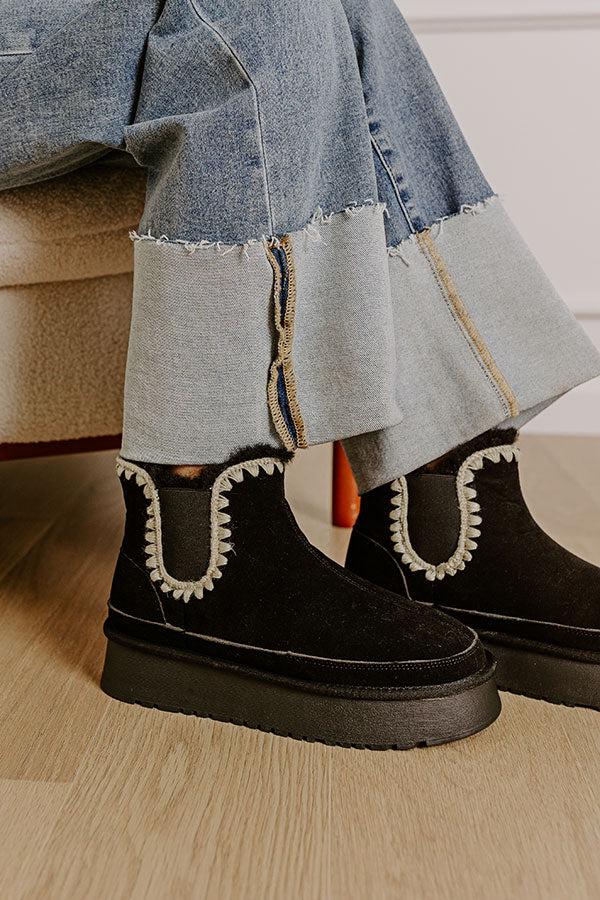 Impressions The Phoebe Faux Suede Platform Bootie In Black