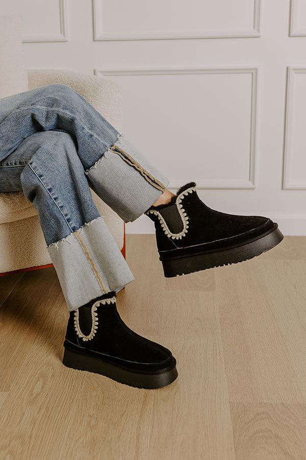 impressions The Phoebe Faux Suede Platform Bootie in Black