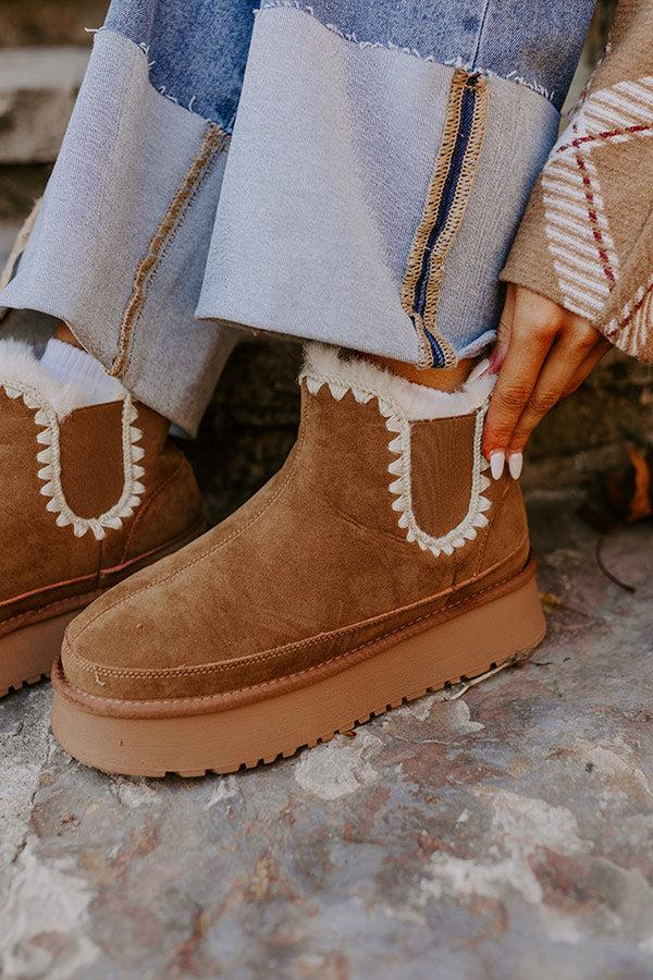 Impressions The Phoebe Faux Suede Platform Bootie In Tan