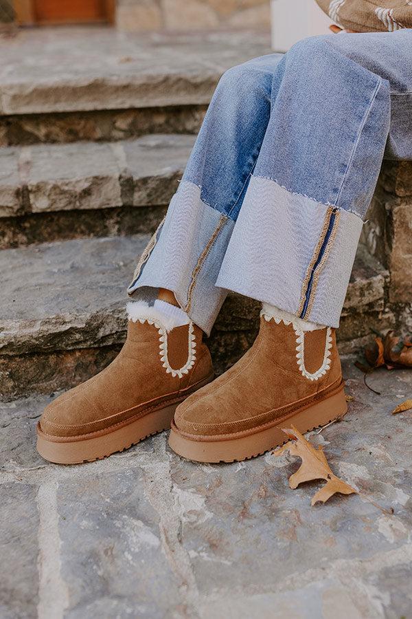 Impressions The Phoebe Faux Suede Platform Bootie In Tan