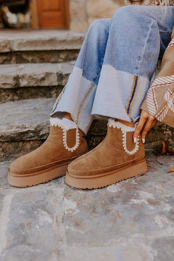 impressions The Phoebe Faux Suede Platform Bootie in Tan