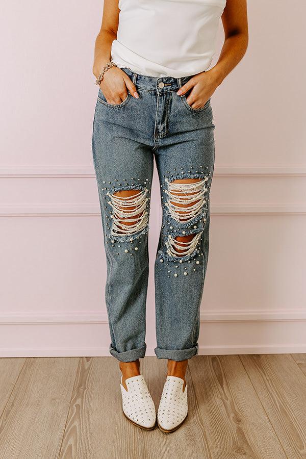Impressions The Quinton High Waist Embellished Straight Leg Jean