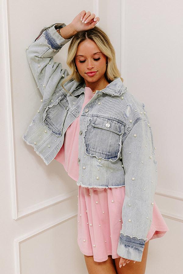 Impressions The Rachel Pearl Embellished Denim Jacket