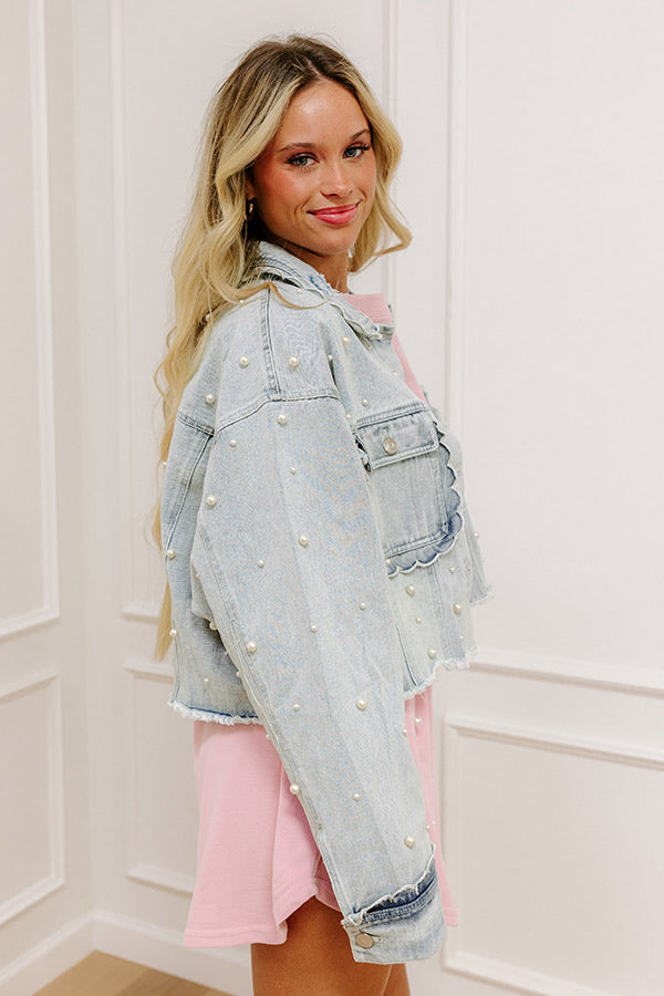Impressions The Rachel Pearl Embellished Denim Jacket