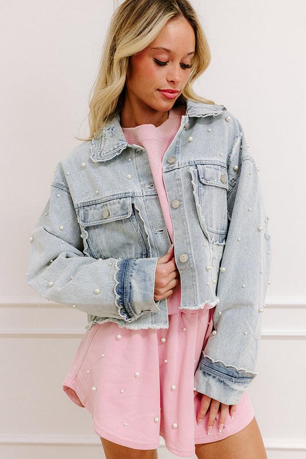 impressions The Rachel Pearl Embellished Denim Jacket