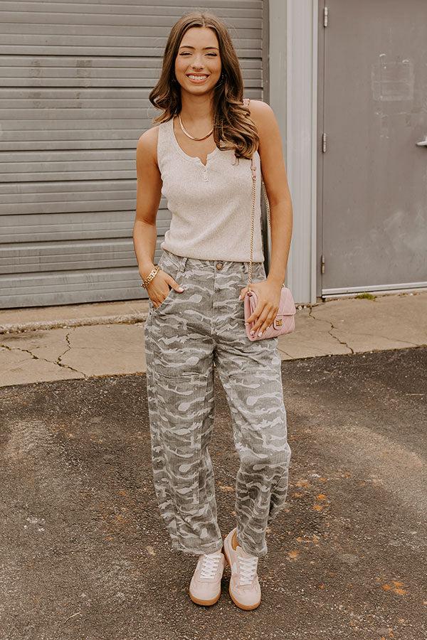 impressions The Sadie Midrise Vintage Wash Barrel Jean in Grey Camo