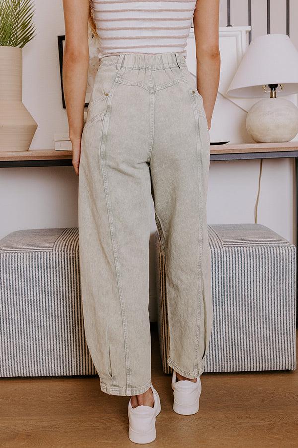 Impressions The Sadie Midrise Vintage Wash Barrel Jean In Sage