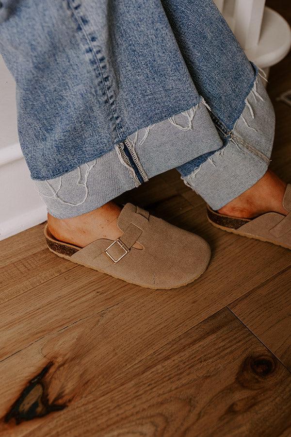 Impressions The Willow Faux Suede Clogs In Warm Taupe