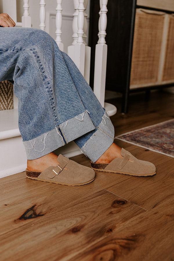 impressions The Willow Faux Suede Clogs in Warm Taupe