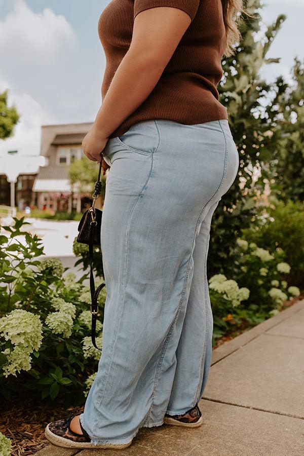 Impressions The Winnie High Waist Wide Leg Chambray Pants Curves
