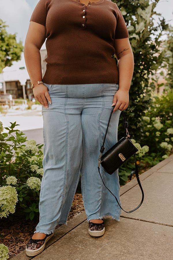 Impressions The Winnie High Waist Wide Leg Chambray Pants Curves