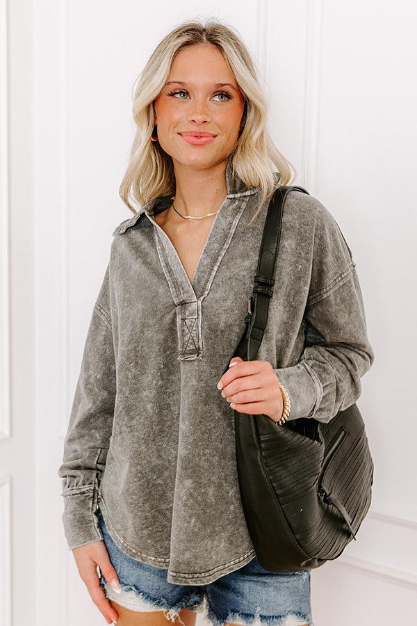 impressions Timeless Classic Mineral Wash Tee in Charcoal