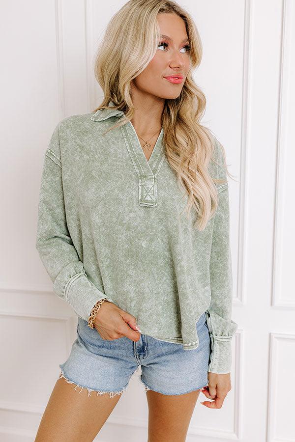 impressions Timeless Classic Mineral Wash Tee in Sage