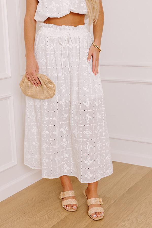 Impressions Toes In The Sand High Waist Eyelet Midi Skirt