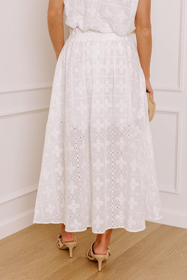 Impressions Toes In The Sand High Waist Eyelet Midi Skirt