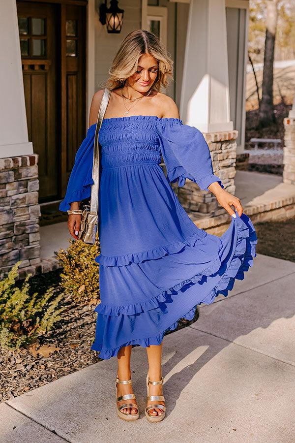 impressions Toes In The Sand Smocked Midi In Royal Blue