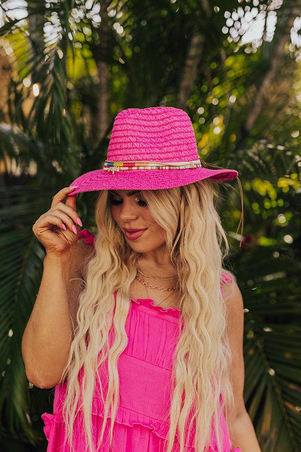 Impressions Tropical Shoreline Sun Straw Hat In Hot Pink