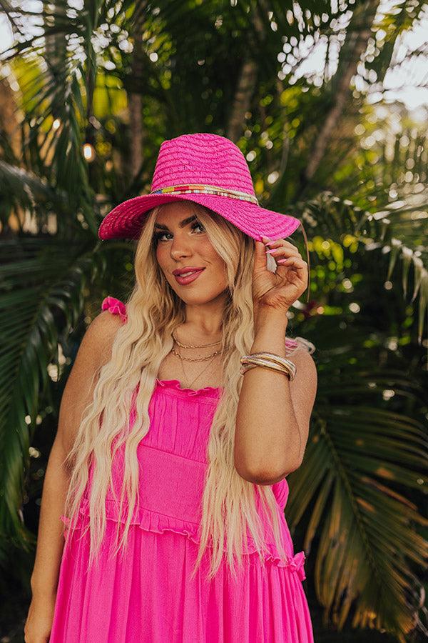 Impressions Tropical Shoreline Sun Straw Hat In Hot Pink