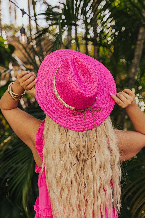 impressions Tropical Shoreline Sun Straw Hat In Hot Pink