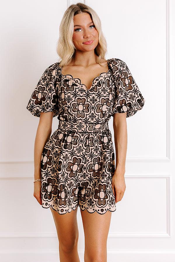 Impressions Twilight Embrace Floral Embroidered Romper