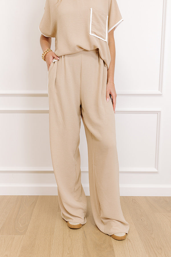 Impressions Upper East Ease High Waist Wide Leg Pants In Iced Latte