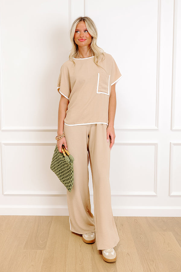 impressions Upper East Ease High Waist Wide Leg Pants In Iced Latte