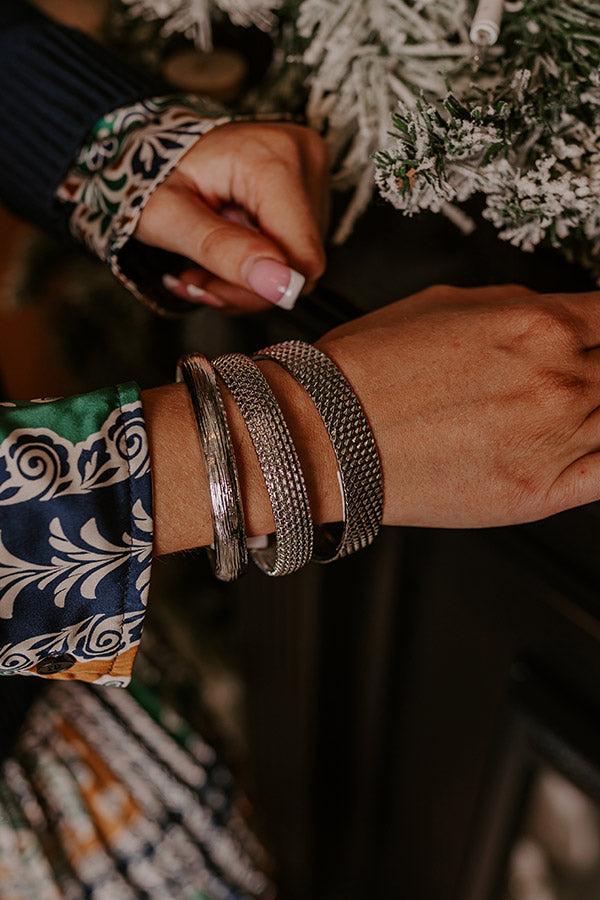 impressions Uptown Chic Bangle Bracelet Set in Silver