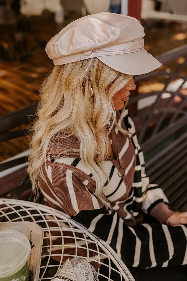Impressions Uptown Chic Faux Leather Cabbie Hat In Champagne