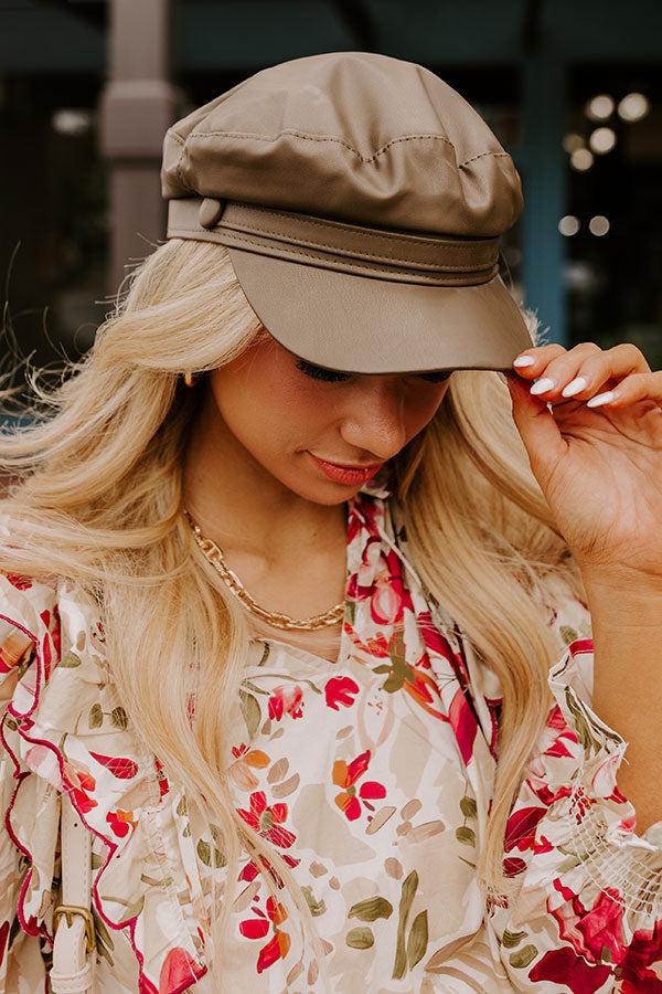 Impressions Uptown Chic Faux Leather Cabbie Hat In Martini Olive