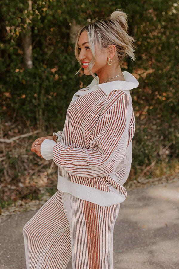 Impressions Uptown Chic Ribbed Sweater Top In Ivory