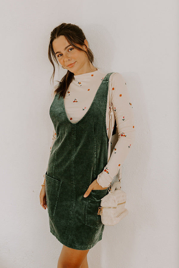 Impressions Uptown Manhattan Corduroy Mini Dress In Hunter Green