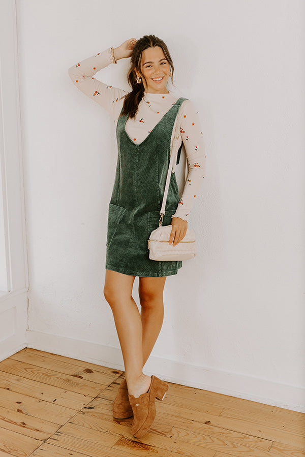 impressions Uptown Manhattan Corduroy Mini Dress in Hunter Green