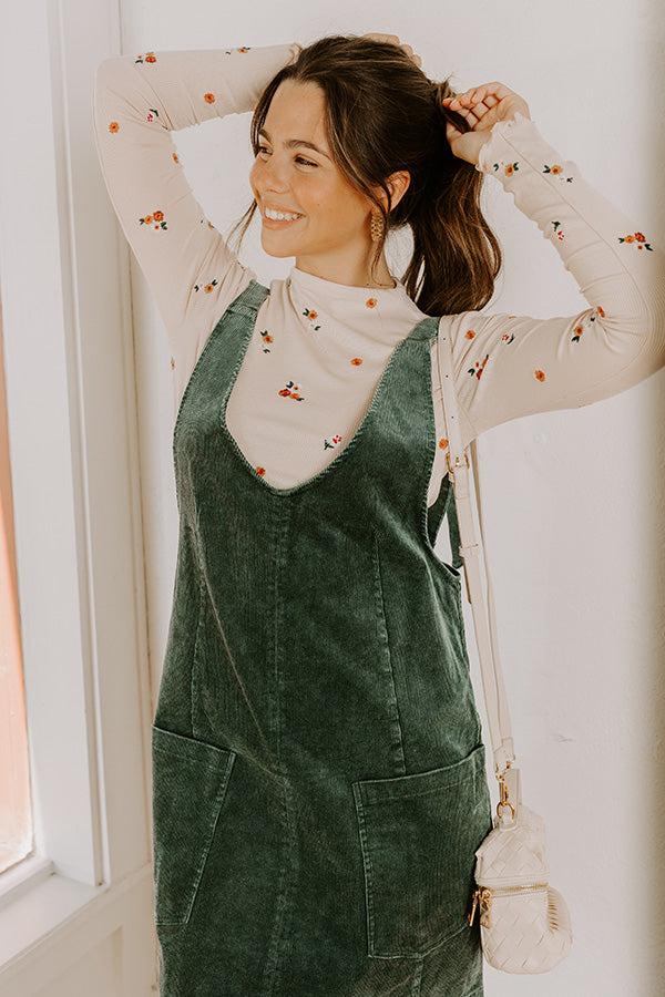 Impressions Uptown Manhattan Corduroy Mini Dress In Hunter Green