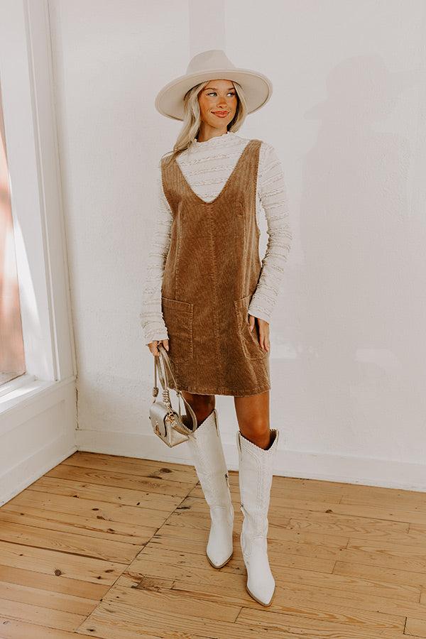 Impressions Uptown Manhattan Corduroy Mini Dress In Mocha