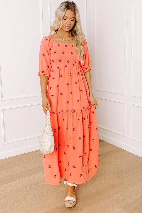 impressions Vineyard Lounge Floral Embroidered Midi Dress