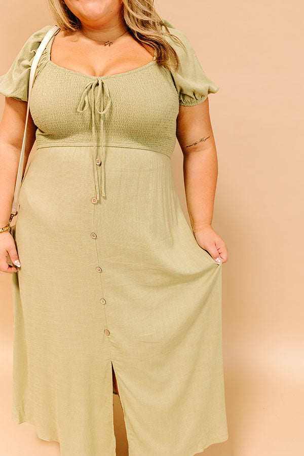 Impressions Vineyard Verse Smocked Midi Dress Curves