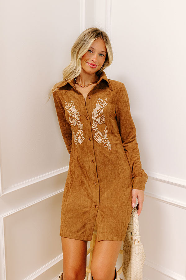 impressions Western Skies Faux Suede Embroidered Mini Dress