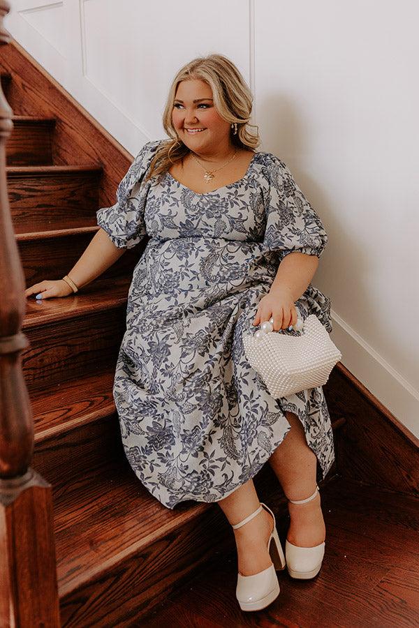 impressions Wisteria Wonder Floral Jacquard Midi Dress Curves