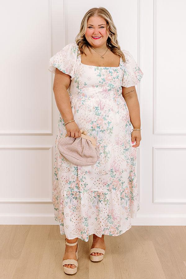 impressions Wrapped in Romance Eyelet Floral Maxi Dress Curves