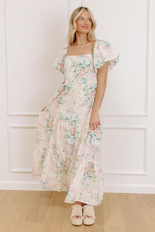impressions Wrapped in Romance Eyelet Floral Maxi Dress